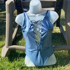 Bond-Eye corset tied front “Mercury Rising”swimsuit size 4